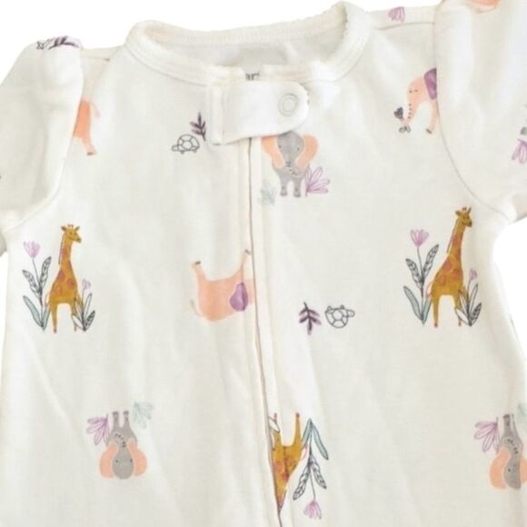 Carter’s Baby Jungle Animal Pattern Print 100% Cotton One Piece Footie. 6 Months - Picture 2 of 6
